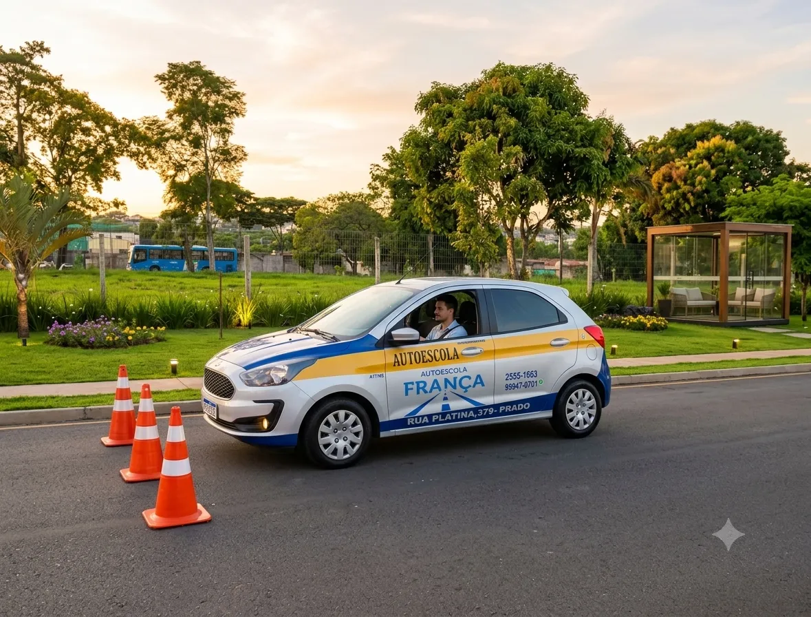 Carro manual da Auto Escola França em aula